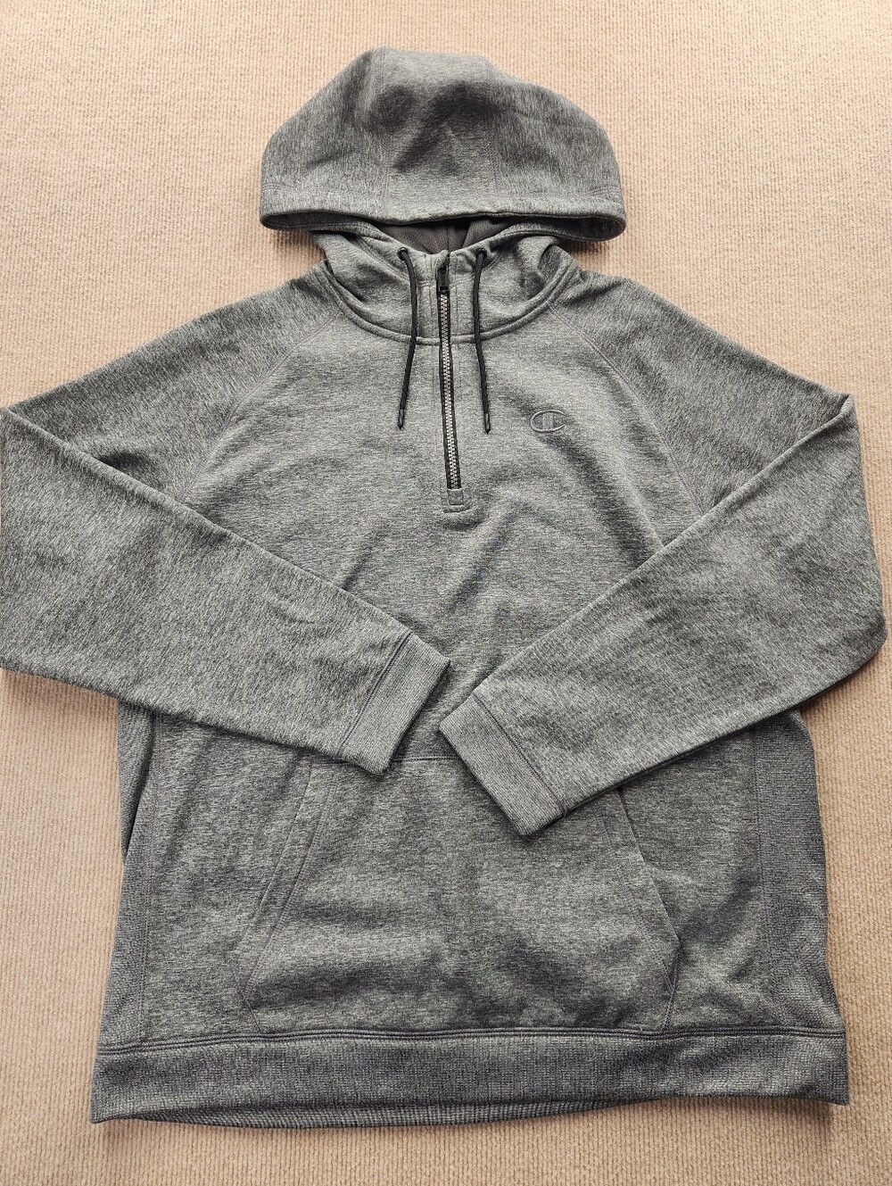Champion Authentic Athleticwear Mens L Gray Pullover 1/4 Zip Performance Hoodie